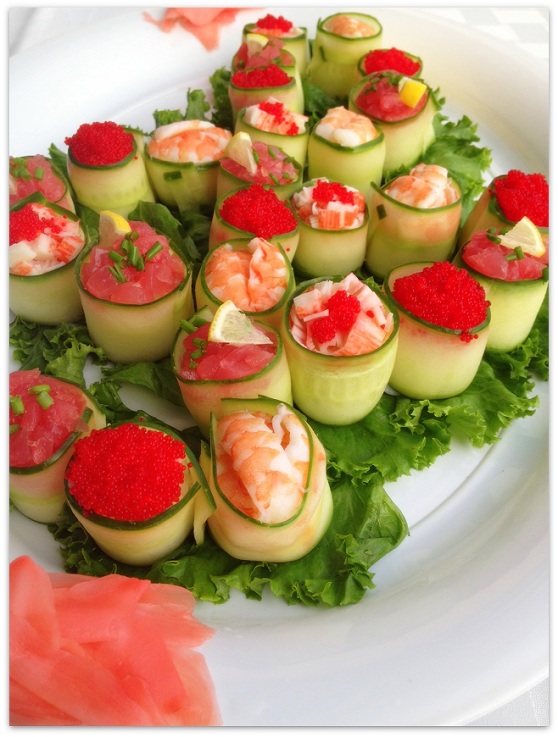 Gunkan Maki ( Cucumber Wrapped ) Sushi Recipe - Lhyme